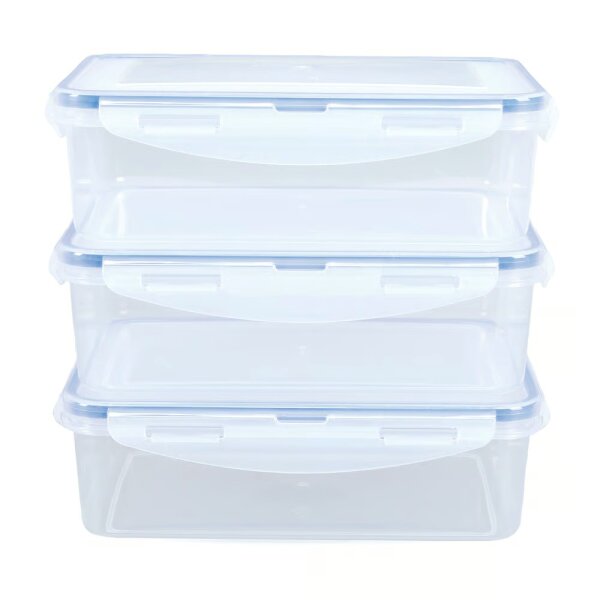 GOURMETmaxx Frischhaltedosen 1l transparent/blau Klick-it rechteckig 3er-Set inkl. Deckel A-Ware