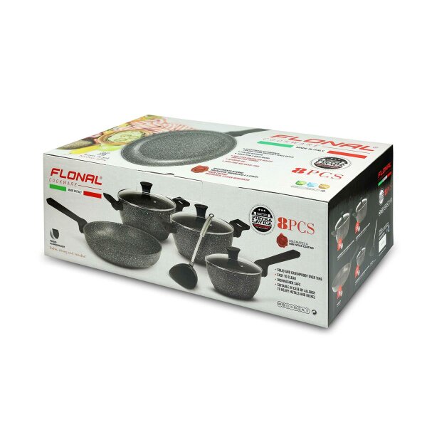 [PLISET08PZ] 8PC SET PIETRA LAVICA INDUCTION FLONAL A-Ware
