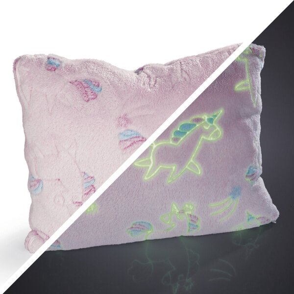 MAXXMEE Verwandlungskissen Glow in the dark 2in1 38x34cm Einhorn