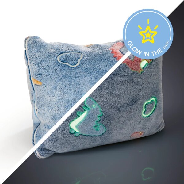 MAXXMEE Verwandlungskissen Glow in the dark 2in1 38x34cm Dino
