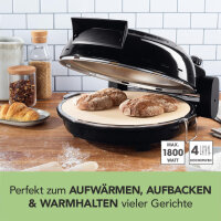 GOURMETmaxx Elektrischer Pizza-Ofen | 1800 W, bis zu 420°C | Mit Pizzastein, Temperatureinstellung & Timer-Funktion | ⌀ 30 cm | Schwarz