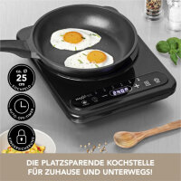MAXXMEE Kochplatte Induktion | Intuitive Sensor-Touch-Bedienung | 8 einstellbare Leistungsstufen, 6 Automatik-Programme | Schwarz
