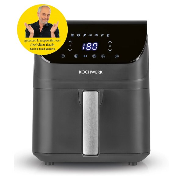Rachs KOCHWERK Hei&szlig;luft-Fritteuse Digital 4l 1400W anthrazit mit Erinnerungsfunktion
