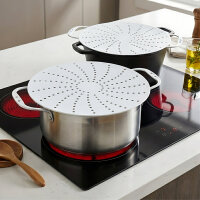 CUCINELLA Spritzschutz Set | Faltbares 2er-Set aus Silikon | Spritzschutz und Luftzirkulation | &Oslash; 32 cm, Seitengriffe | Grau