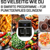 GOURMETmaxx Heißluftfritteuse | 5 Liter Airfryer | 1500 W | Fritteuse mit 6 Funktionen, 8 Programmen | Farbdisplay inkl. Touch-Funktion | Schwarz