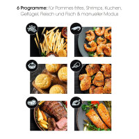 S04 Hei&szlig;luft-Fritteuse | 3 Liter | Timer-Funktion und automatische Abschaltung | Touch-Display | 6 Programme | Schwarz/Blau