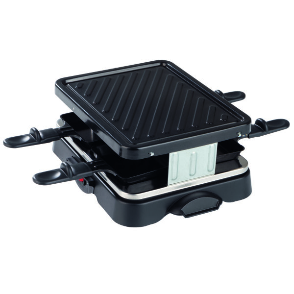 CUISINE EDITION Raclette-Grill | Für 4 Personen | Mit Antihaftbeschichtung und Cool-Touch-Griffen | Schwarz