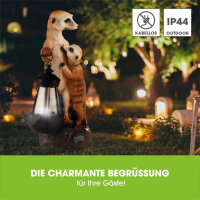 EASYmaxx Solar-LED Erdm&auml;nnchen-Familie | Handbemalt & kabellos | Automatischer Tageslichtsensor | 8 Std. Leuchtdauer