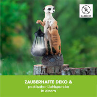 EASYmaxx Solar-LED Erdm&auml;nnchen-Familie | Handbemalt & kabellos | Automatischer Tageslichtsensor | 8 Std. Leuchtdauer