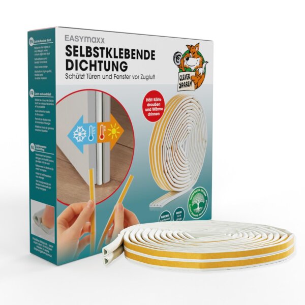 EASYmaxx Dichtungsband 9x6mm selbstklebend 16m wei&szlig;