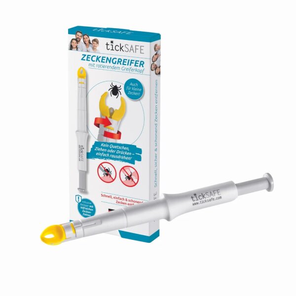 ticksafe rotierender Zeckengreifer Mensch 16,9cm, wei&szlig;/gelb A-Ware