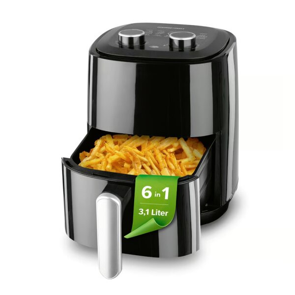 GOURMETmaxx Hei&szlig;luft-Fritteuse Mechanisch 3,1l 1350W schwarz