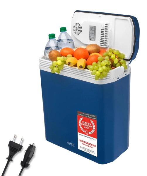 TZS First Austria elektrische K&uuml;hlbox 24 Liter | 12 Volt & 230 Volt Anschluss | mit 12-V-Stecker f&uuml;rs Auto | f&uuml;r Camping, Festivals & Reisen | mit K&uuml;hl- und Warmhaltefunktion