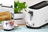 TZS First Austria Toaster, wei&szlig;, 7 Stufen, Warmhalte- und Auftaufunktion, inkl. Kr&uuml;melschale