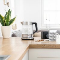 TZS First Austria Glaswasserkocher 1,7 L, mit Kalkfilter, 2200 Watt, Innenbeleuchtung, kabellos, Trockenkochschutz, 360 &deg; Grad Anschluss-Sockel