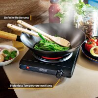 TZS First Austria Infrarot Kochplatte, Glaskeramik mit Infrarot-W&auml;rme, 1500 W, mobiles Kochfeld, silber-schwarz