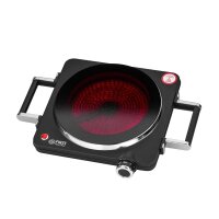 TZS First Austria Infrarot Kochplatte, Glaskeramik mit Infrarot-W&auml;rme, 1500 W, mobiles Kochfeld, silber-schwarz