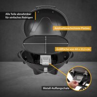 TZS First Austria 2in1 Elektrogrill, 2400 W Standgrill & Tischgrill, mit Deckel und Ablagefl&auml;che, in 3min hei&szlig;, Elektro Outdoor Grill mit Haube und klappbarem Standfu&szlig;