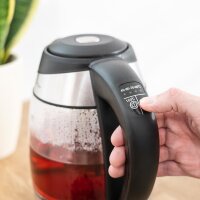 TZS First Austria Edelstahl Glaswasserkocher 1,8L, 2200W, Temperatureinstellung 40 Grad, Wasserkocher, Farbwechsel, LED Beleuchtung-Farbe je nach Temperaturwahl, schwarz