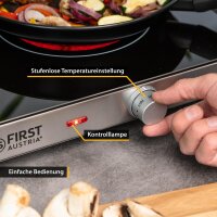 TZS First Austria Kochplatte Doppel elektrisch mit 20cm und 16,5cm Kochfeld, jedes Kochgeschirr geeignet, 300 &deg;C in 30 Sek. | mit Tragegriffe, infrarot Doppelkochplatte | Metallgeh&auml;use, 2800W