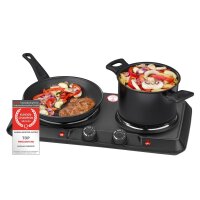 TZS First Austria Kochplatte, elektrisches Kochfeld aus Gusseisen, Herdplatten f&uuml;r Zuhause, Thermostat mit 5 Temperaturstufen