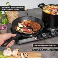 TZS First Austria Kochplatte, elektrisches Kochfeld aus Gusseisen, Herdplatten f&uuml;r Zuhause, Thermostat mit 5 Temperaturstufen