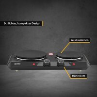 TZS First Austria Kochplatte, elektrisches Kochfeld aus Gusseisen, Herdplatten f&uuml;r Zuhause, Thermostat mit 5 Temperaturstufen