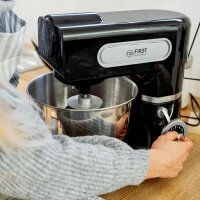 TZS First Austria Professionelle K&uuml;chenmaschine | Teigknetmaschine | 1500 W, 6 L Beh&auml;lter, 6 Geschwindigkeitsstufen, mit Quirl, Knethaken und Schneebesen, Edelstahl