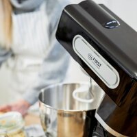 TZS First Austria Professionelle K&uuml;chenmaschine | Teigknetmaschine | 1500 W, 6 L Beh&auml;lter, 6 Geschwindigkeitsstufen, mit Quirl, Knethaken und Schneebesen, Edelstahl