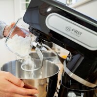 TZS First Austria Professionelle K&uuml;chenmaschine | Teigknetmaschine | 1500 W, 6 L Beh&auml;lter, 6 Geschwindigkeitsstufen, mit Quirl, Knethaken und Schneebesen, Edelstahl