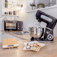 TZS First Austria Professionelle K&uuml;chenmaschine | Teigknetmaschine | 1500 W, 6 L Beh&auml;lter, 6 Geschwindigkeitsstufen, mit Quirl, Knethaken und Schneebesen, Edelstahl