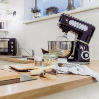 TZS First Austria Professionelle K&uuml;chenmaschine | Teigknetmaschine | 1500 W, 6 L Beh&auml;lter, 6 Geschwindigkeitsstufen, mit Quirl, Knethaken und Schneebesen, Edelstahl