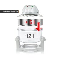 TZS First Austria Halogenofen, 1400 Watt, wei&szlig; 17 Liter mit Erweiterungsring Mini-Ofen Halogenofen und Glassch&uuml;ssel