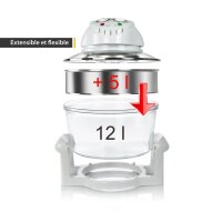 TZS First Austria Halogenofen, 1400 Watt, wei&szlig; 17 Liter mit Erweiterungsring Mini-Ofen Halogenofen und Glassch&uuml;ssel