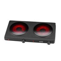 TZS First Austria Doppelkochplatte Infrarot mit Kochfeld, 2500W , f&uuml;r jedes Kochgeschirr geeignet, stufenlose Termostateinstellung, Kontrollleuchte und &Atilde;&oelig;berhitzungsschutz