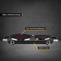 TZS First Austria Doppelkochplatte Infrarot mit Kochfeld, 2500W , f&uuml;r jedes Kochgeschirr geeignet, stufenlose Termostateinstellung, Kontrollleuchte und &Atilde;&oelig;berhitzungsschutz