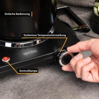 TZS First Austria Doppelkochplatte Infrarot mit Kochfeld, 2500W , f&uuml;r jedes Kochgeschirr geeignet, stufenlose Termostateinstellung, Kontrollleuchte und &Atilde;&oelig;berhitzungsschutz