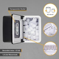 TZS First Austria Eisw&uuml;rfelmaschine, 12kg/24Std 7-9 Minuten Produktionszeit, 2 Eisw&uuml;rfelgr&ouml;&szlig;en, Ice Maker, crushed ice, 1,8 L Wassertank, 150W, schwarz
