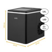 TZS First Austria Eisw&uuml;rfelmaschine, 12kg/24Std 7-9 Minuten Produktionszeit, 2 Eisw&uuml;rfelgr&ouml;&szlig;en, Ice Maker, crushed ice, 1,8 L Wassertank, 150W, schwarz