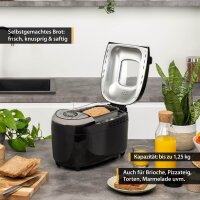 TZS First Austria Brotbackautomat mit 2 Knethaken 900-1200g | Marmelade und Teig-Programm | Glutenfrei-Programm | Einstellbarer Br&auml;unungsgrad | Startverz&ouml;gerung-Funktion 800W 12 Automatikprogramme