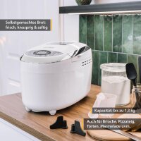 TZS First Austria Brotbackautomat mit 2 Knethaken 900-1200g | Marmelade und Teig-Programm | Glutenfrei-Programm | Einstellbarer Br&auml;unungsgrad | Startverz&ouml;gerung-Funktion 800W 12 Automatikprogramme