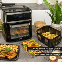 TZS First Austria Hei&szlig;luftofen 13L, Minibackofen, Airfryer, D&ouml;rrautomat, Umluft, digital, 8 Programme, 5L Antihaft-Edelstahlkorb, 1700W, 12-Stunden-Timer, ohne &Atilde;&ndash;l