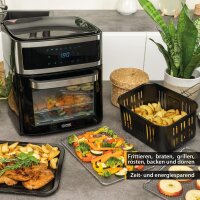 TZS First Austria Hei&szlig;luftofen 13L, Minibackofen, Airfryer, D&ouml;rrautomat, Umluft, digital, 8 Programme, 5L Antihaft-Edelstahlkorb, 1700W, 12-Stunden-Timer, ohne &Atilde;&ndash;l