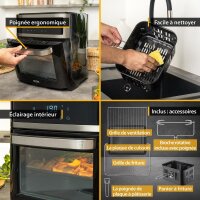 TZS First Austria Hei&szlig;luftofen 13L, Minibackofen, Airfryer, D&ouml;rrautomat, Umluft, digital, 8 Programme, 5L Antihaft-Edelstahlkorb, 1700W, 12-Stunden-Timer, ohne &Atilde;&ndash;l