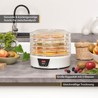 TZS First Austria D&ouml;rrger&auml;t, D&ouml;rrautomat, mit 24h-Timer und Temperaturregler 35-70 &deg;C, 5 Etagen, BPA Frei, Obst-trockner D&ouml;rrapparat mit Zeitschaltuhr, wei&szlig;