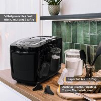 TZS First Austria Brotbackautomat mit 2 Knethaken 900-1200g | Marmelade und Teig-Programm | Glutenfrei-Programm | Einstellbarer Br&auml;unungsgrad | Startverz&ouml;gerung-Funktion 800W 12 Automatikprogramme