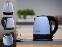 TZS First Austria Edelstahl Wasserkocher, 1,2 L, 2200 W, 20cm H&ouml;he, 360 &deg; Grad Abstellwinkel, integrierter Kalkfilter, Trockenkochschutz, kabellos