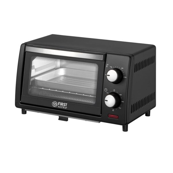 TZS First Austria 10 Liter Minibackofen, 800 Watt, bis 230 Grad, stufenlose Temperaturregelung, 60 Minuten Timer, 2 Einschubh&ouml;hen, Doppelglast&uuml;r, Mini Ofen