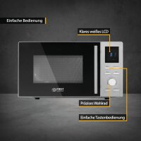 TZS First Austria Digitale Mikrowelle mit Grill, 700W, 800W Grill, 20L Kapazit&auml;t, LED-Display, Auftaufunktion, 8 Automatikprogramme, Drehteller, Zeitschaltuhr, Kindersicherung
