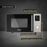 TZS First Austria Digitale Mikrowelle mit Grill, 700W, 800W Grill, 20L Kapazit&auml;t, LED-Display, Auftaufunktion, 8 Automatikprogramme, Drehteller, Zeitschaltuhr, Kindersicherung